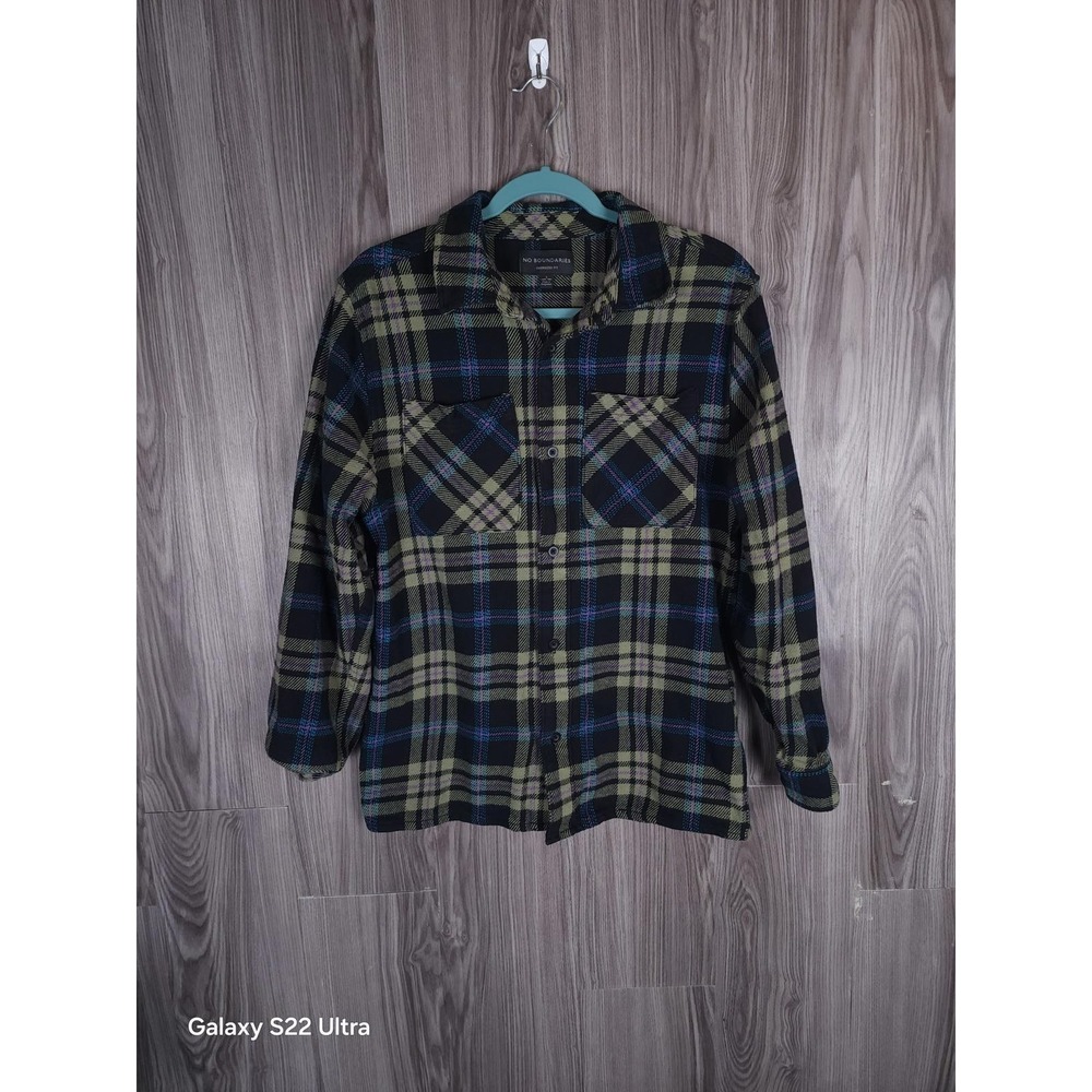 No Boundaries Men's‎ Oversized Plaid Flannel Shirt Sz Small